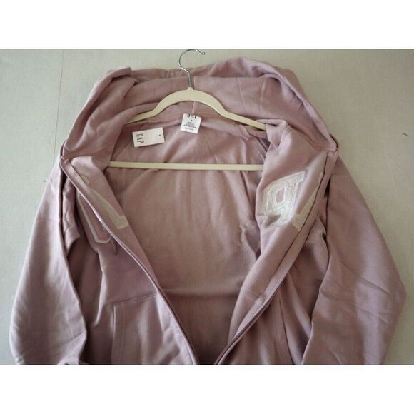 GAP 255045 Women's Sz Small Pale Purple Plum Logo Full Zip Fleece Lined Hoodie - Picture 6 of 8